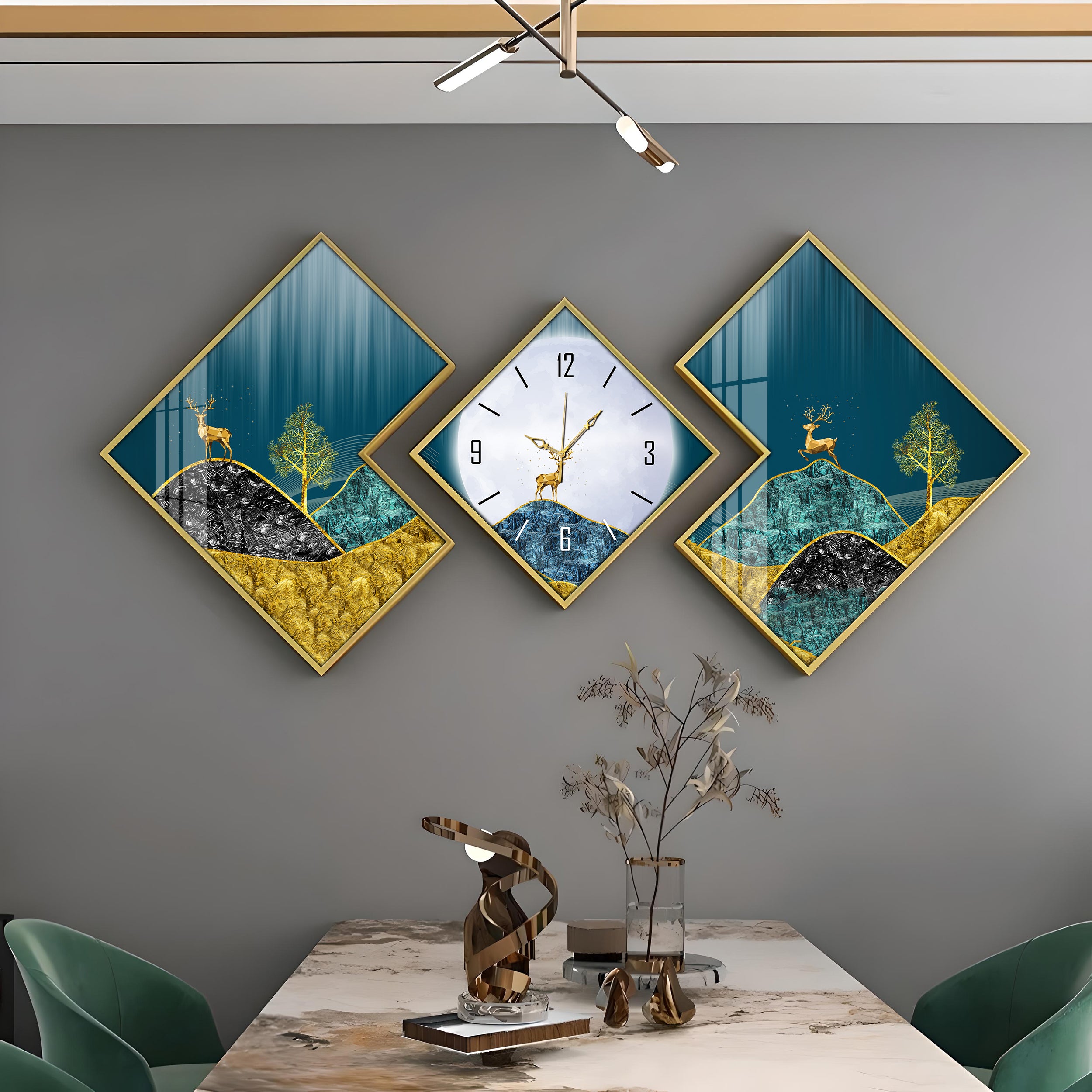 Golden Deer Premium Acrylic Wall Clock