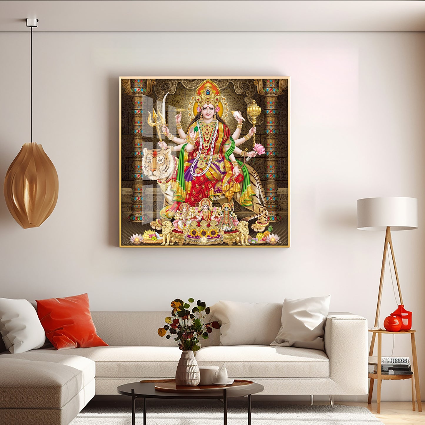 Enchanted Devi Durga Premium Acrylic Square Wall Art