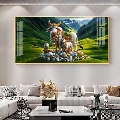 Sacred Nandi In Valley Premium Acrylic Horizontal Wall Art