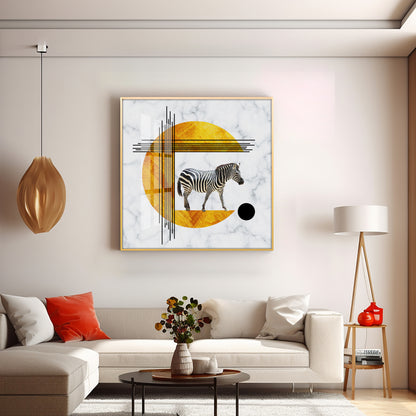 Roaming Zebra Premium Acrylic Square Wall Art