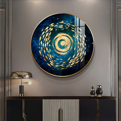 Fish Flow Mosaic Premium Acrylic Round Wall Art