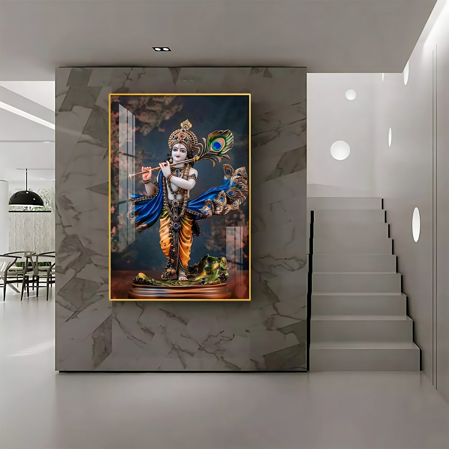 Divine Harmony Of Krishna Premium Vertical Acrylic Wall Art