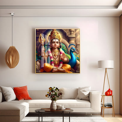 Lord Murugan Premium Acrylic Square Wall Art