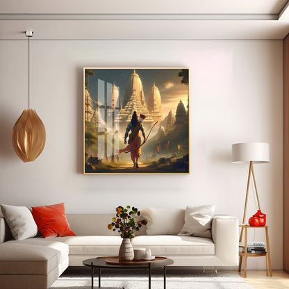 Lord Ram In Ayodhya Premium Acrylic Square Wall Art