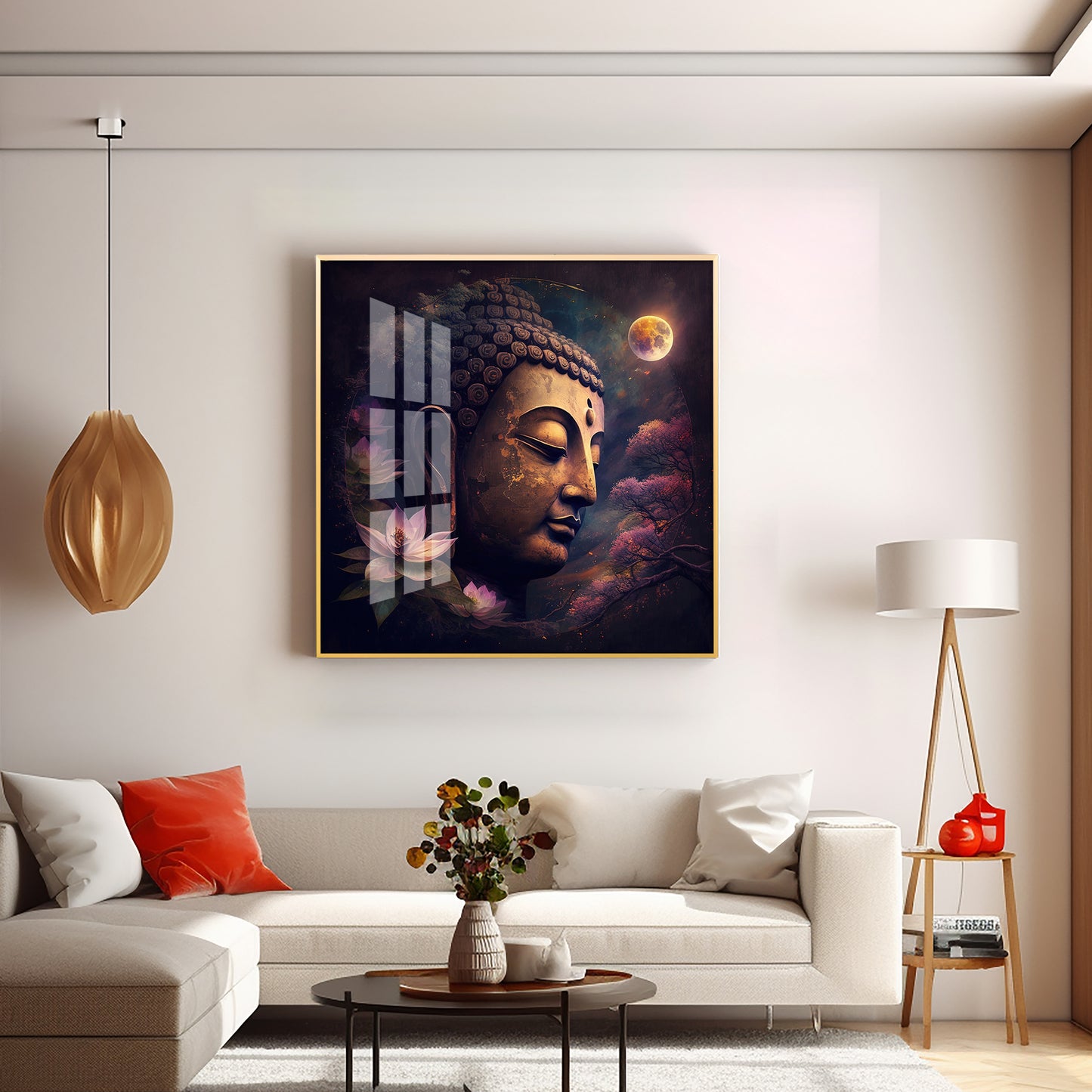 Lord Buddha Peaceful Premium Acrylic Square Wall Art