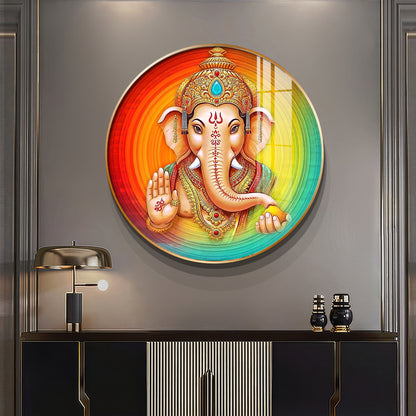 Lord Ganesha Premium Acrylic Round Wall Art