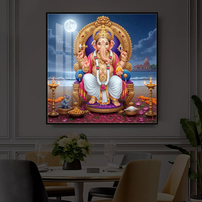 Shree Ganesh Ji Modern Luxury Backlight Square Wall Art