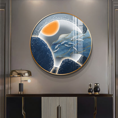 Glacier Koi Fish Premium Acrylic Round Wall Art