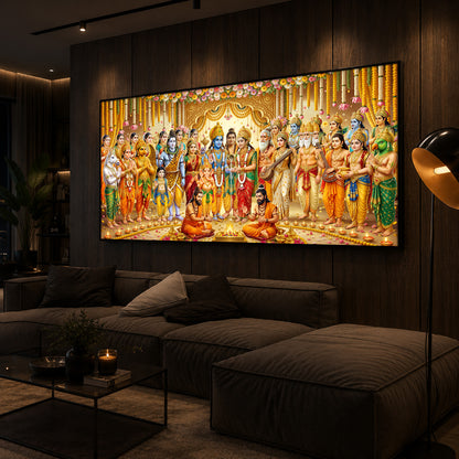 Divine Depiction of Shrinivasa Kalyanam Modern Luxury Backlight Horizontal Wall Art