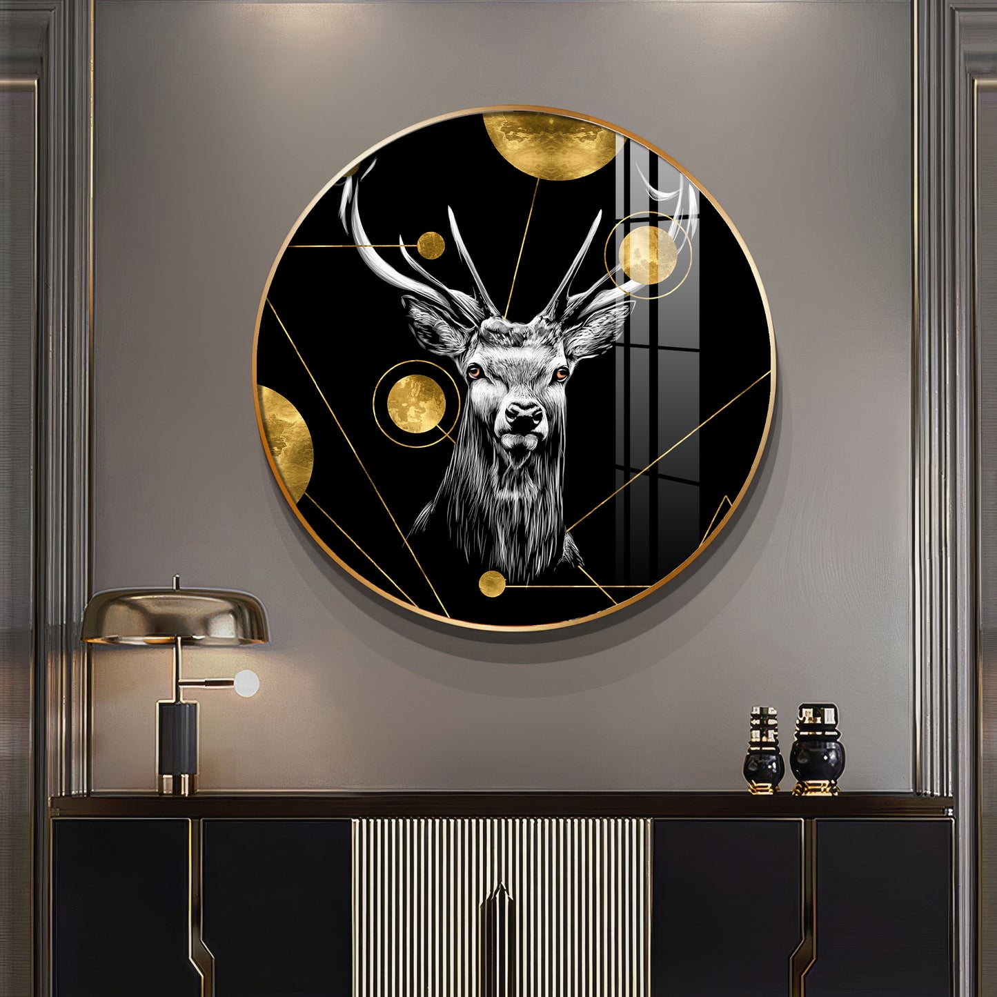 Regal Stag Premium Acrylic Round Wall Art