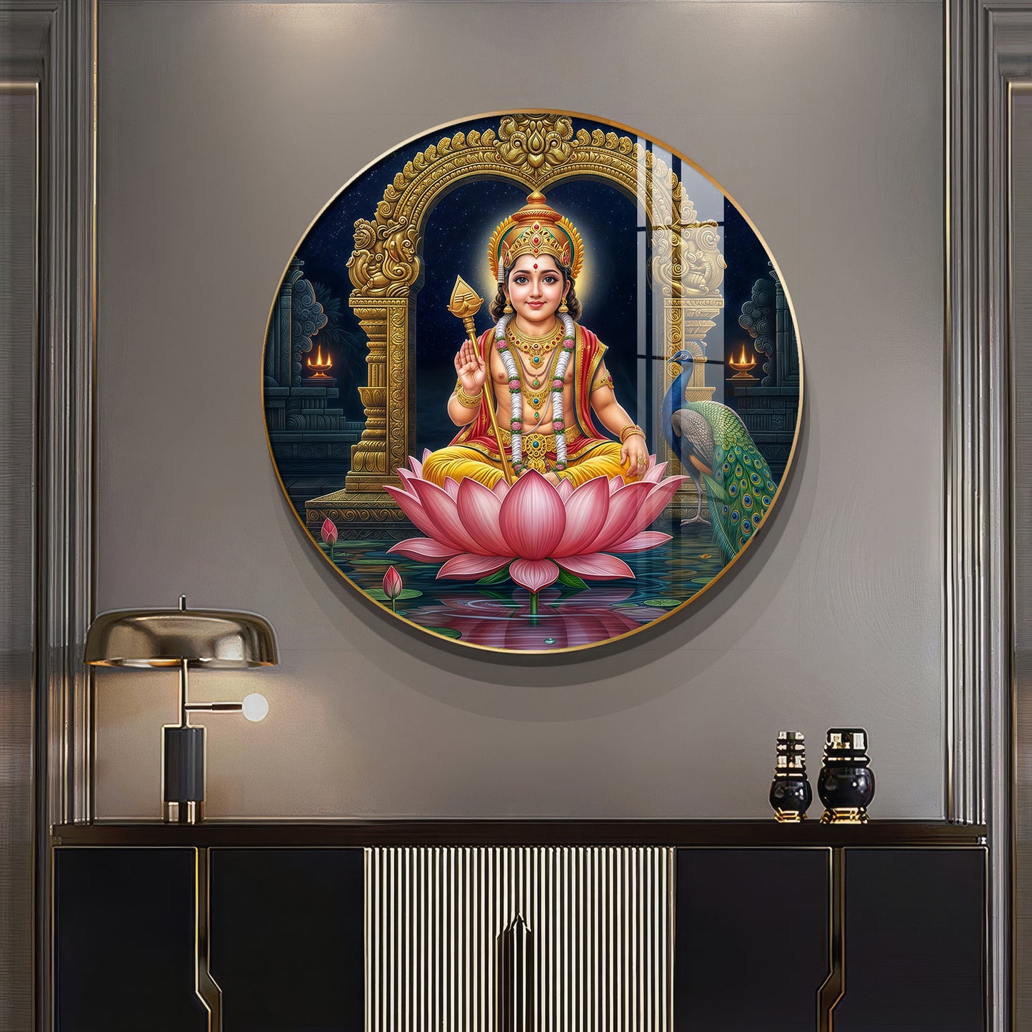Goddess Laxmi Blessing Premium Acrylic Round Wall Art