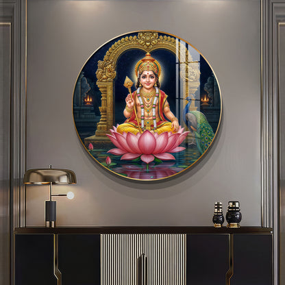 Goddess Laxmi Blessing Premium Acrylic Round Wall Art
