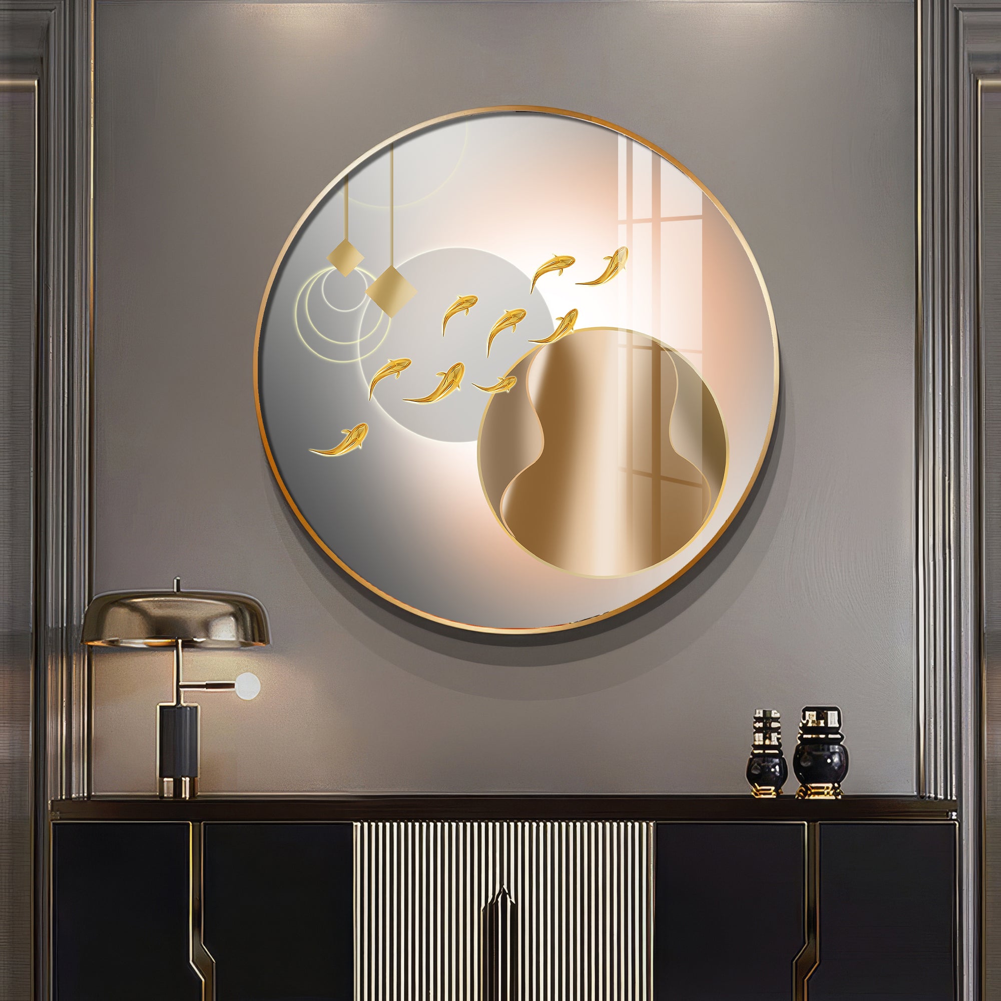 Circle of Fins Premium Acrylic Round Wall Art