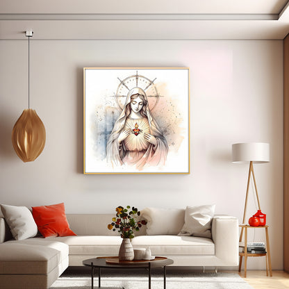 Sacred Heart of Mary Premium Acrylic Square Wall Art