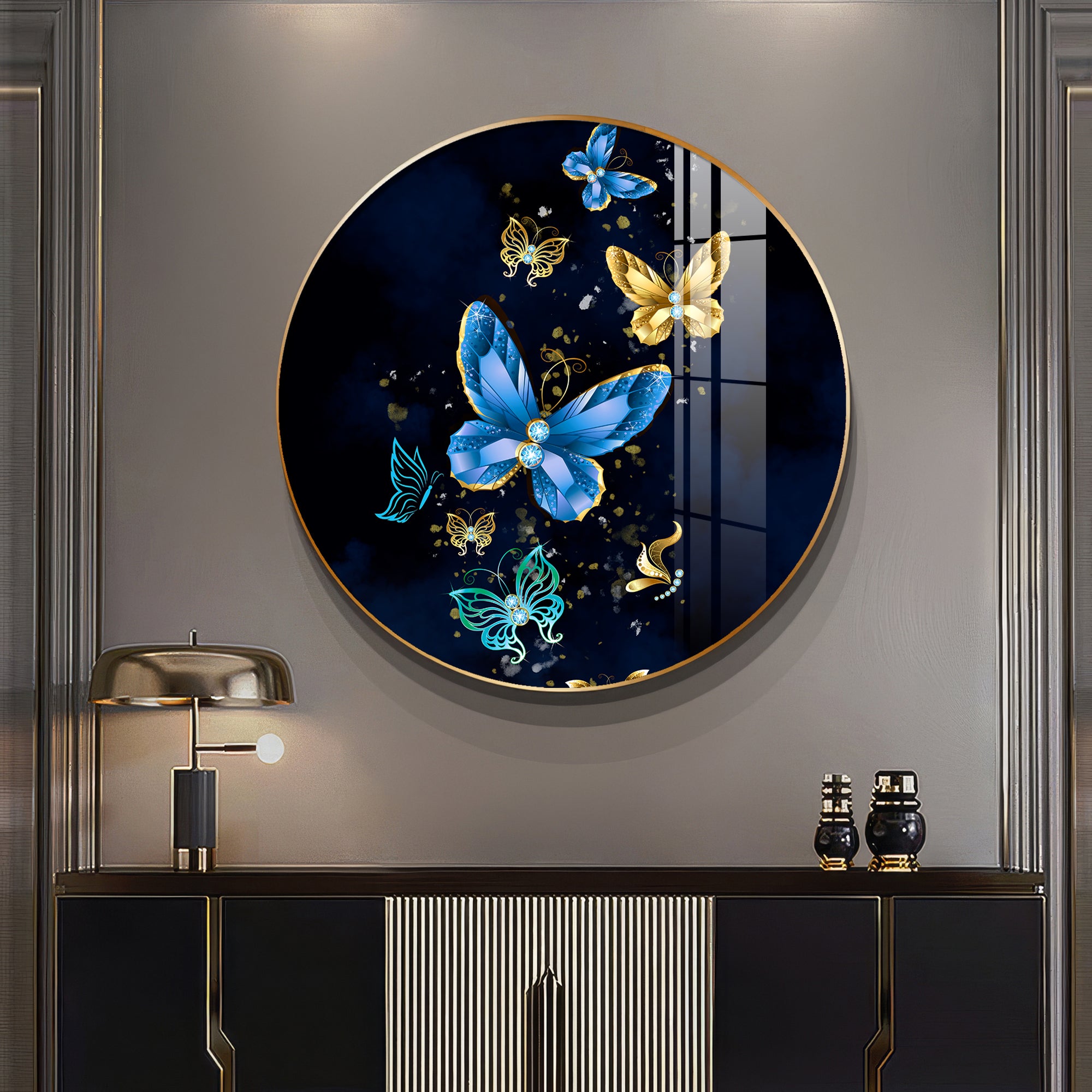 Butterfly Haven Premium Acrylic Round Wall Art
