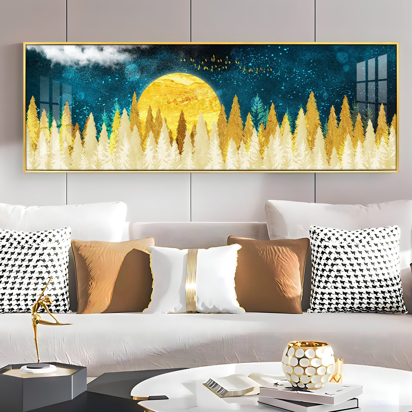 Golden Nightscape Premium Acrylic Horizontal Wall Art