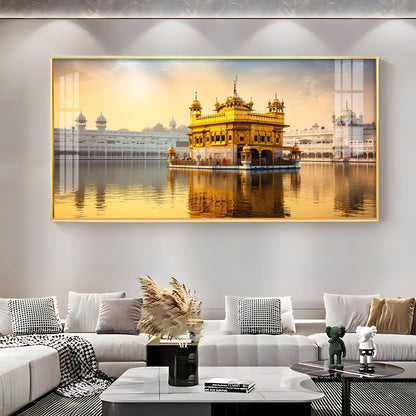 Golden Glory Premium Acrylic Horizontal Wall Art - 40X20 inches / Gold