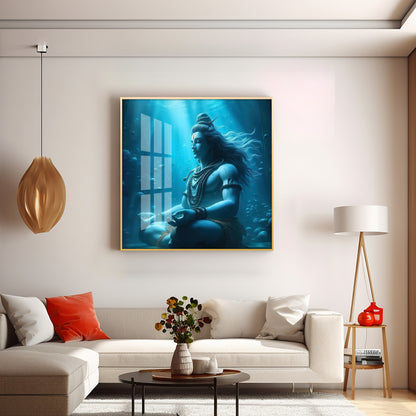 Meditating Shiva Premium Acrylic Square Wall Art