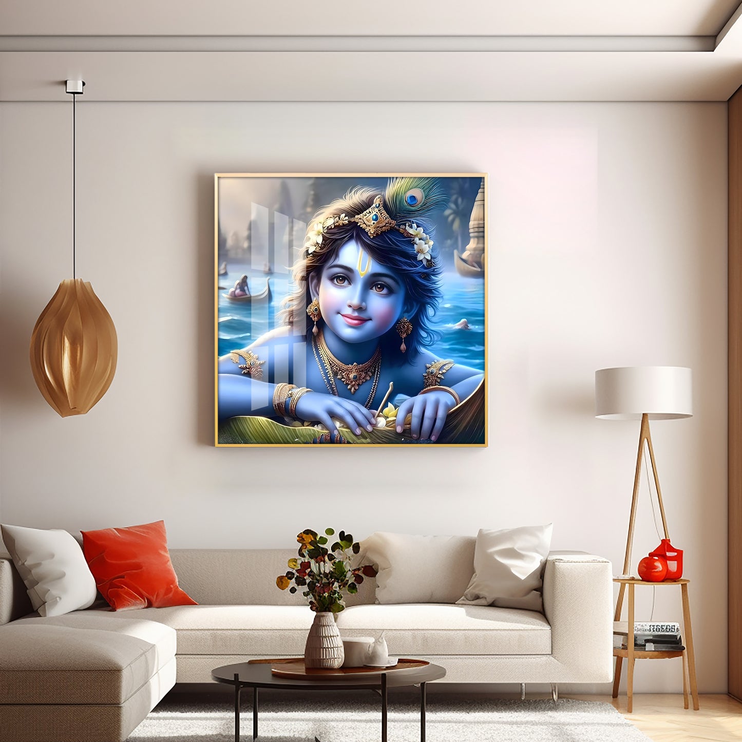 Little Krishna Premium Acrylic Square Wall Art