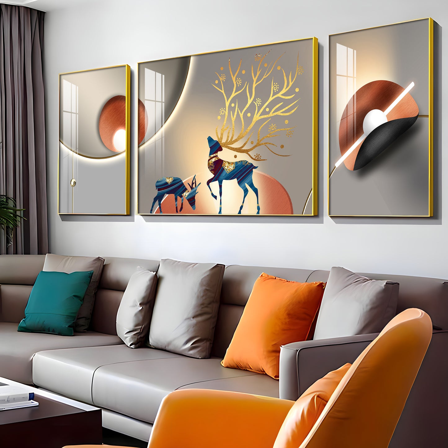 Fictional Deer Premium Acrylic Wall Art (Set of 3)