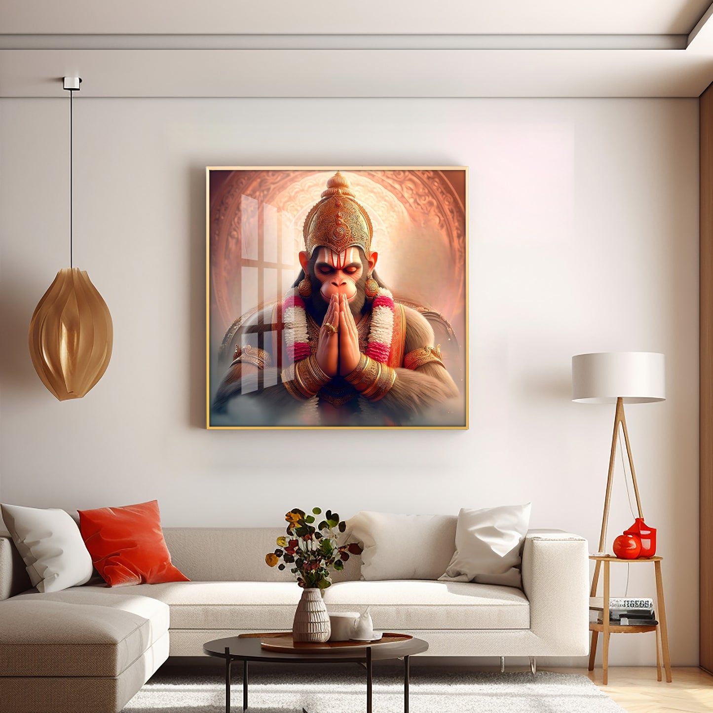 Powerful Hanuman Ji Premium Acrylic Square Wall Art