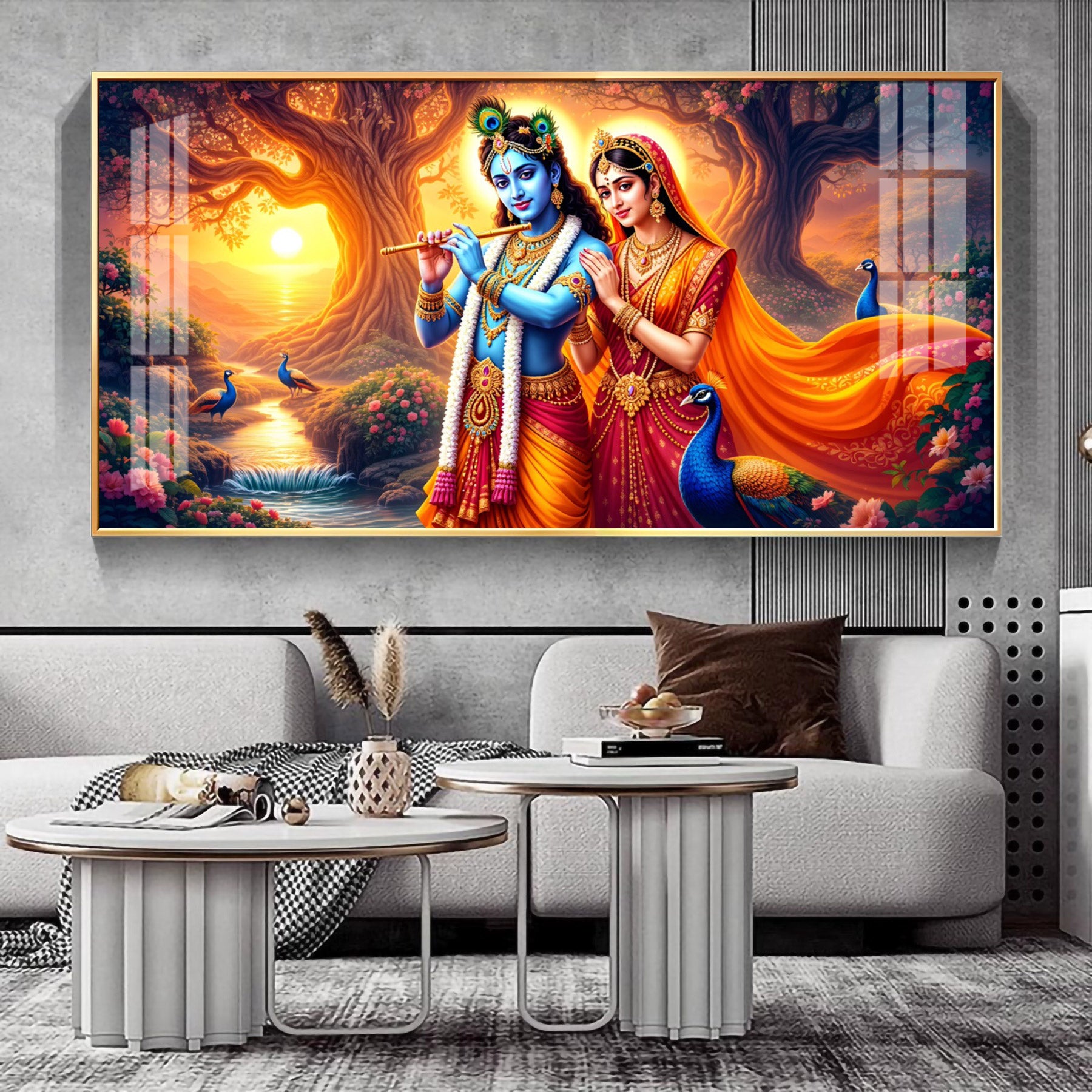 Radha Krishan Sunset Serenity Premium Acrylic Horizontal Wall Art