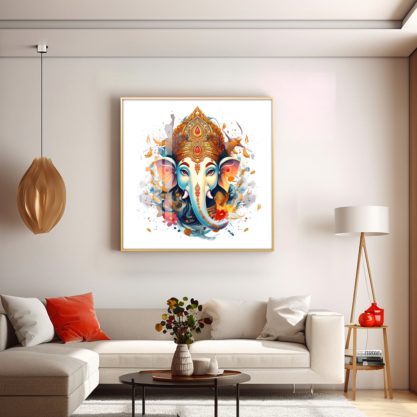 Vighanharta Ganesh Premium Acrylic Square Wall Art