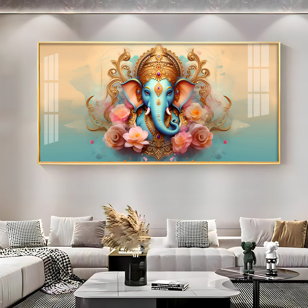 Divine Lord Ganesha Premium Acrylic Horizontal Wall Art