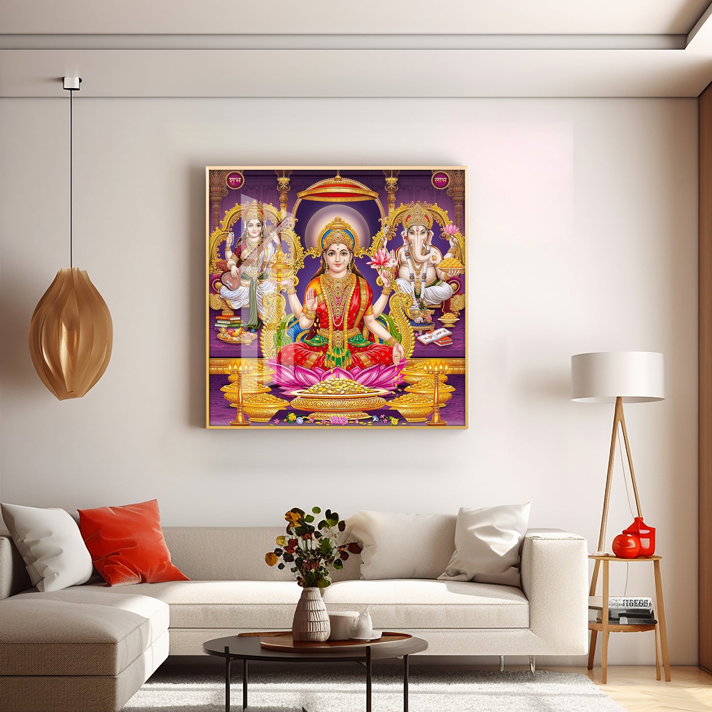 Ethereal Laxmi Ji Elegance Premium Acrylic Square Wall Art