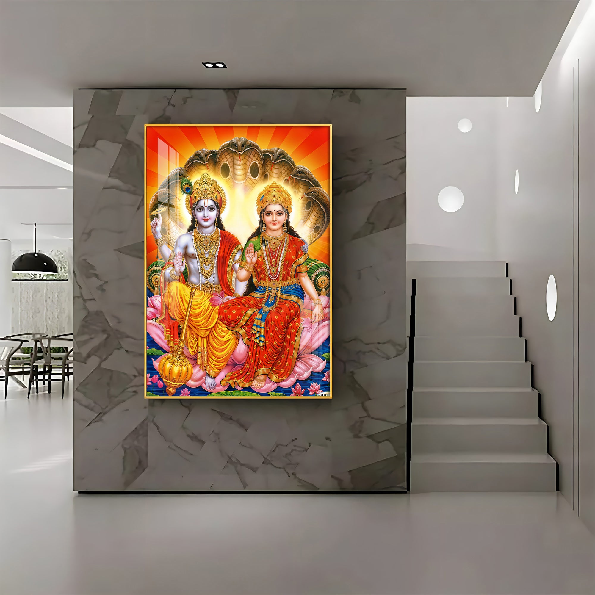 Laxmi Narayan Premium Acrylic Vertical Wall Art