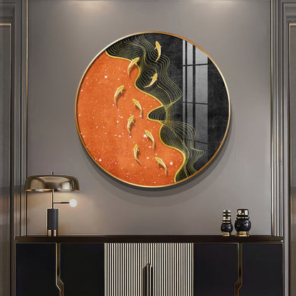 Goldfish Delight Premium Acrylic Round Wall Art
