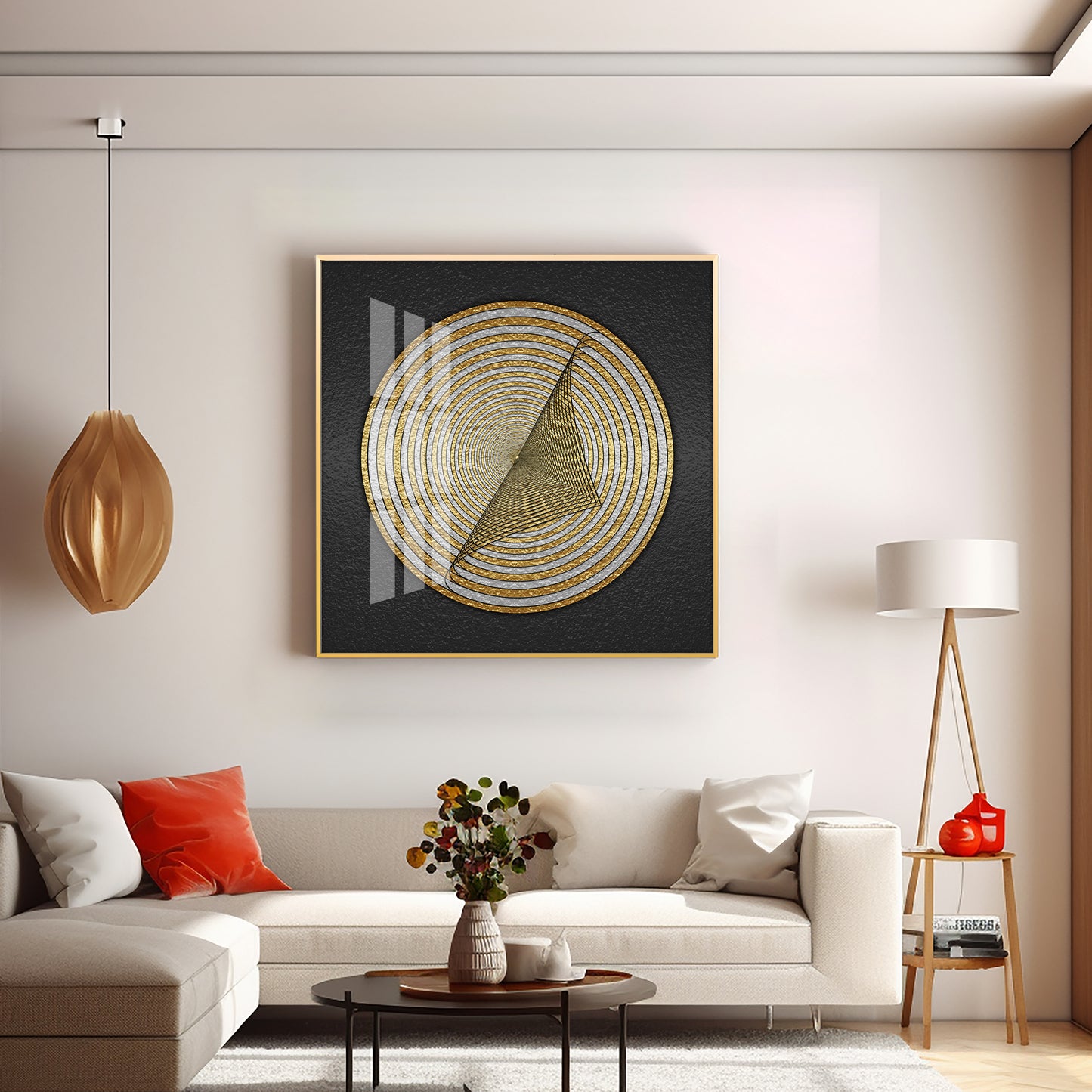 Contemporary Golden Circle Premium Acrylic Square Wall Art