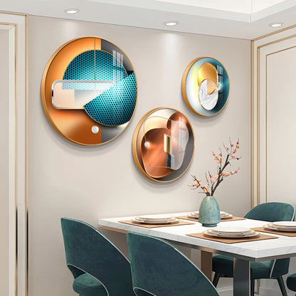 Semi Circle Abstract Premium Acrylic Round Wall Art (Set of 3)