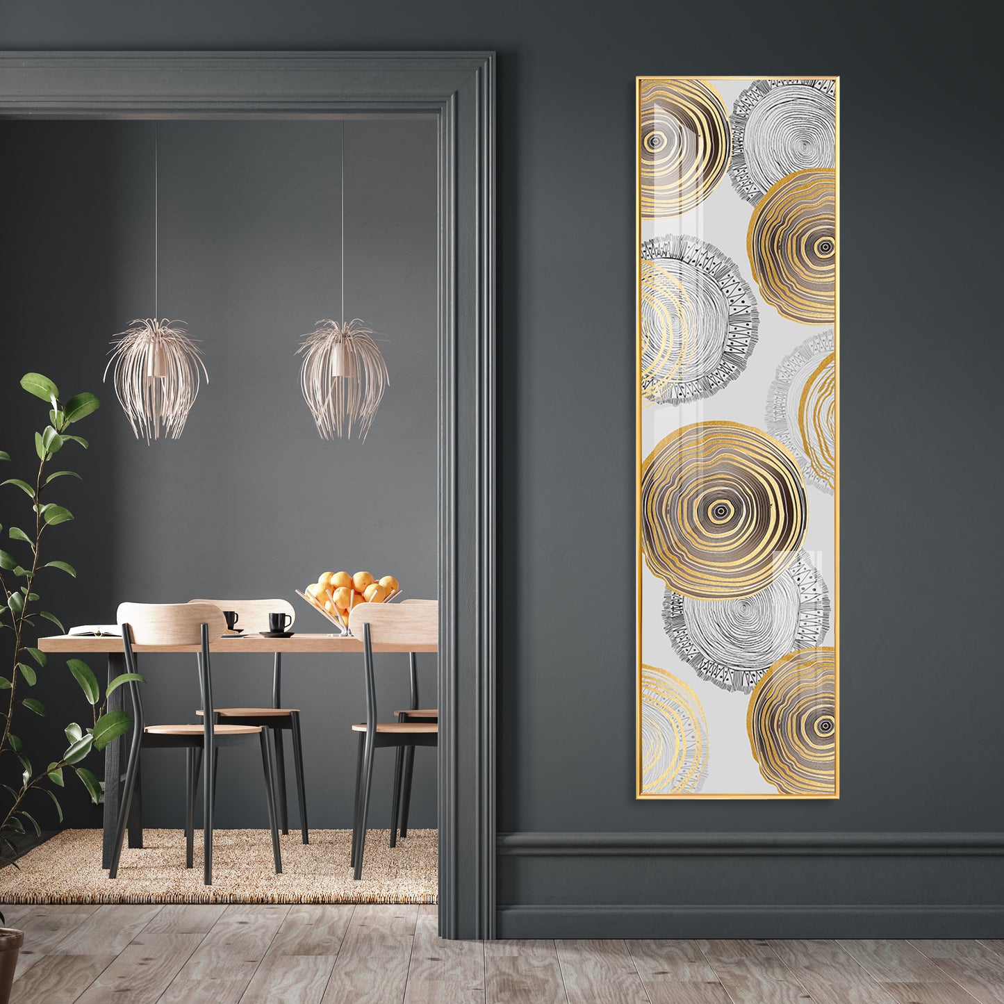 Spiral Gold & Black Design Premium Acrylic Vertical Wall Art