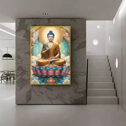 Serene Lotus Buddha Premium Vertical Acrylic Wall Art