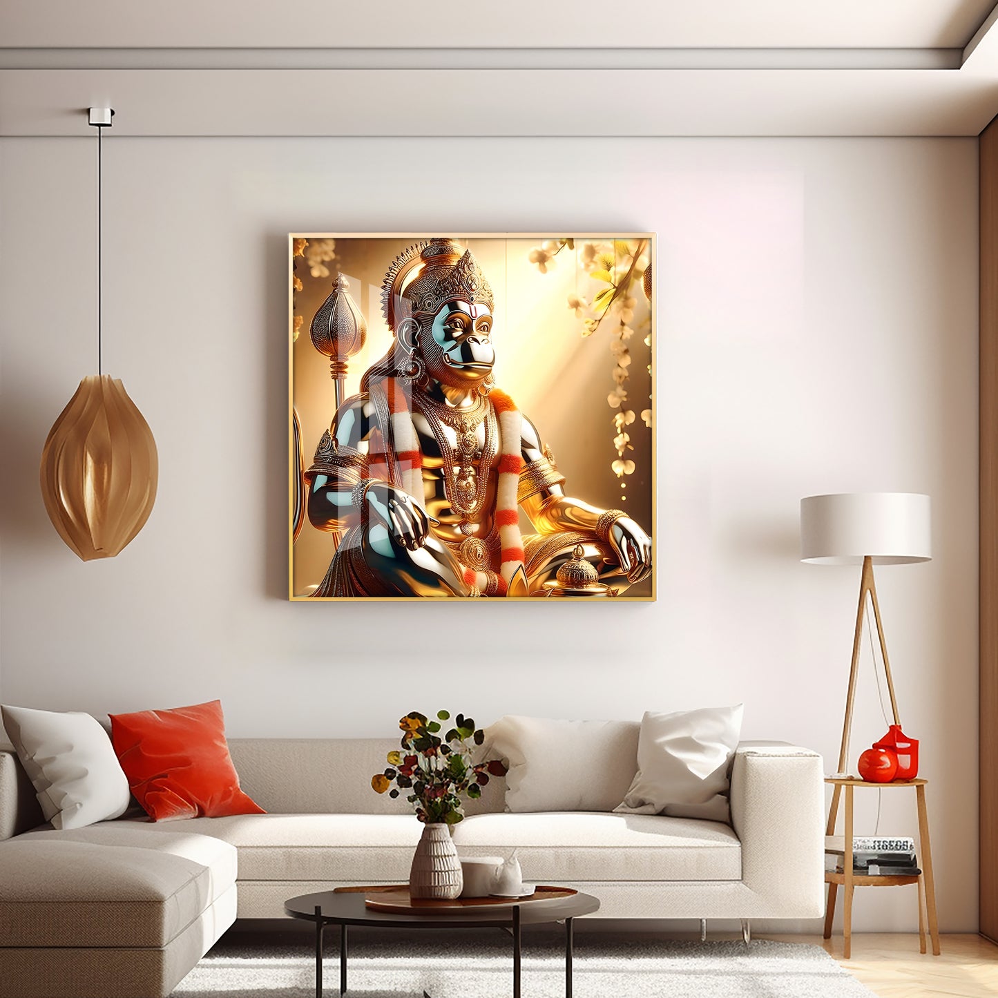 Rambhakt Hanuman Premium Acrylic Square Wall Art