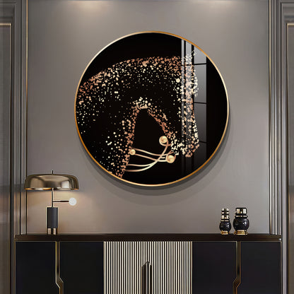 Golden Gallop Premium Acrylic Round Wall Art