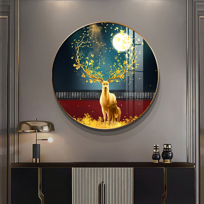 Celestial Deer Premium Acrylic Round Wall Art