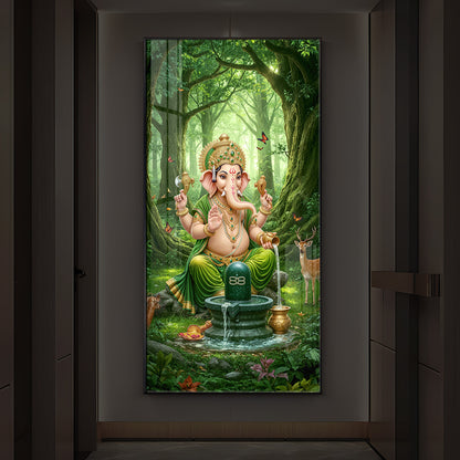 Jai Shri Ganesh Modern Luxury Backlight Vertical Wall Art