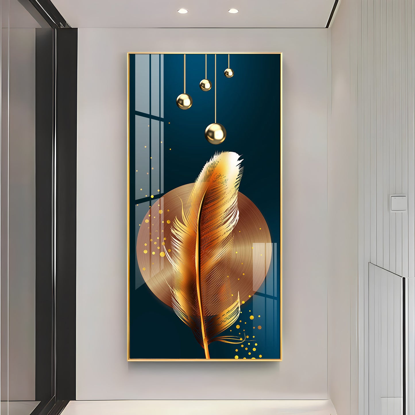 Golden Feather Luxury Crystal Wall Art