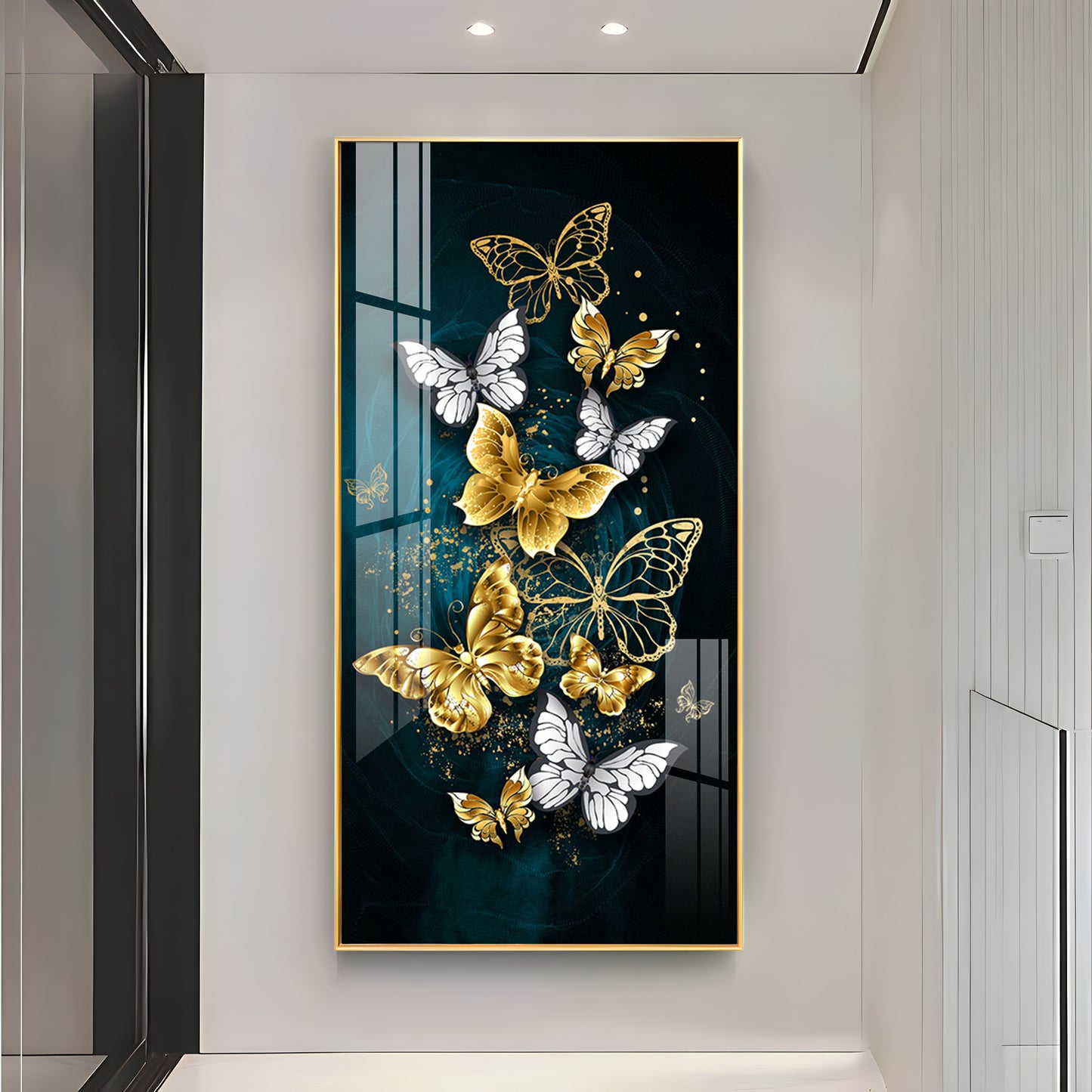 Golden & Silver Butterflies Luxury Crystal Wall Art