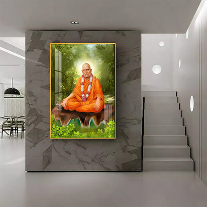 Contemplation Shri Swami Samartha Premium Vertical Acrylic Wall Art