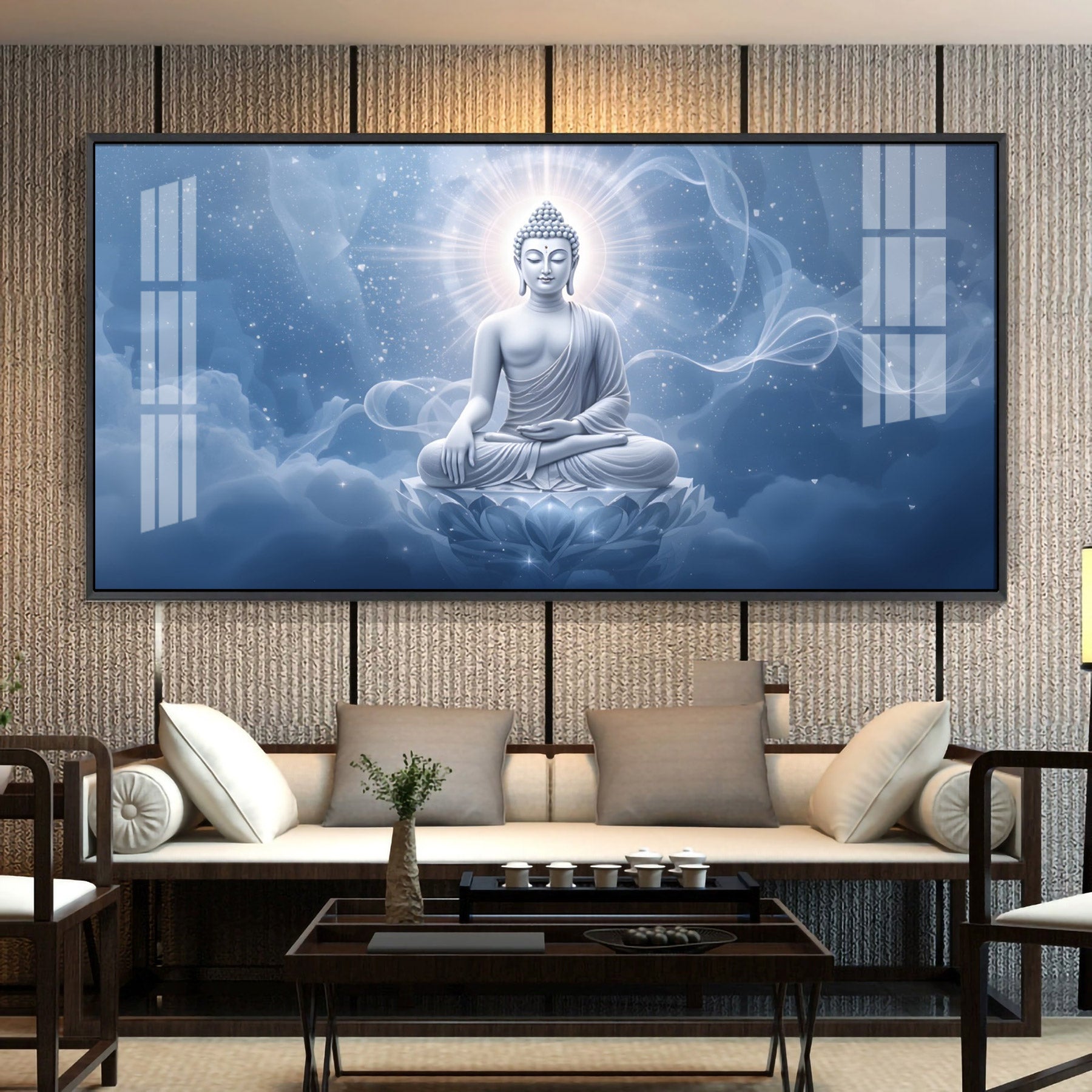 Cloudbound Calm Of Buddha Premium Acrylic Horizontal Wall Art