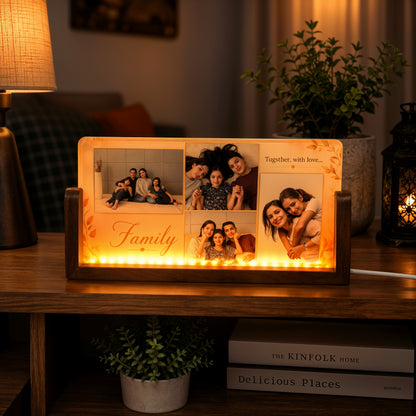 Family Photo Acrylic LED Table Lamp - Wooden Stand