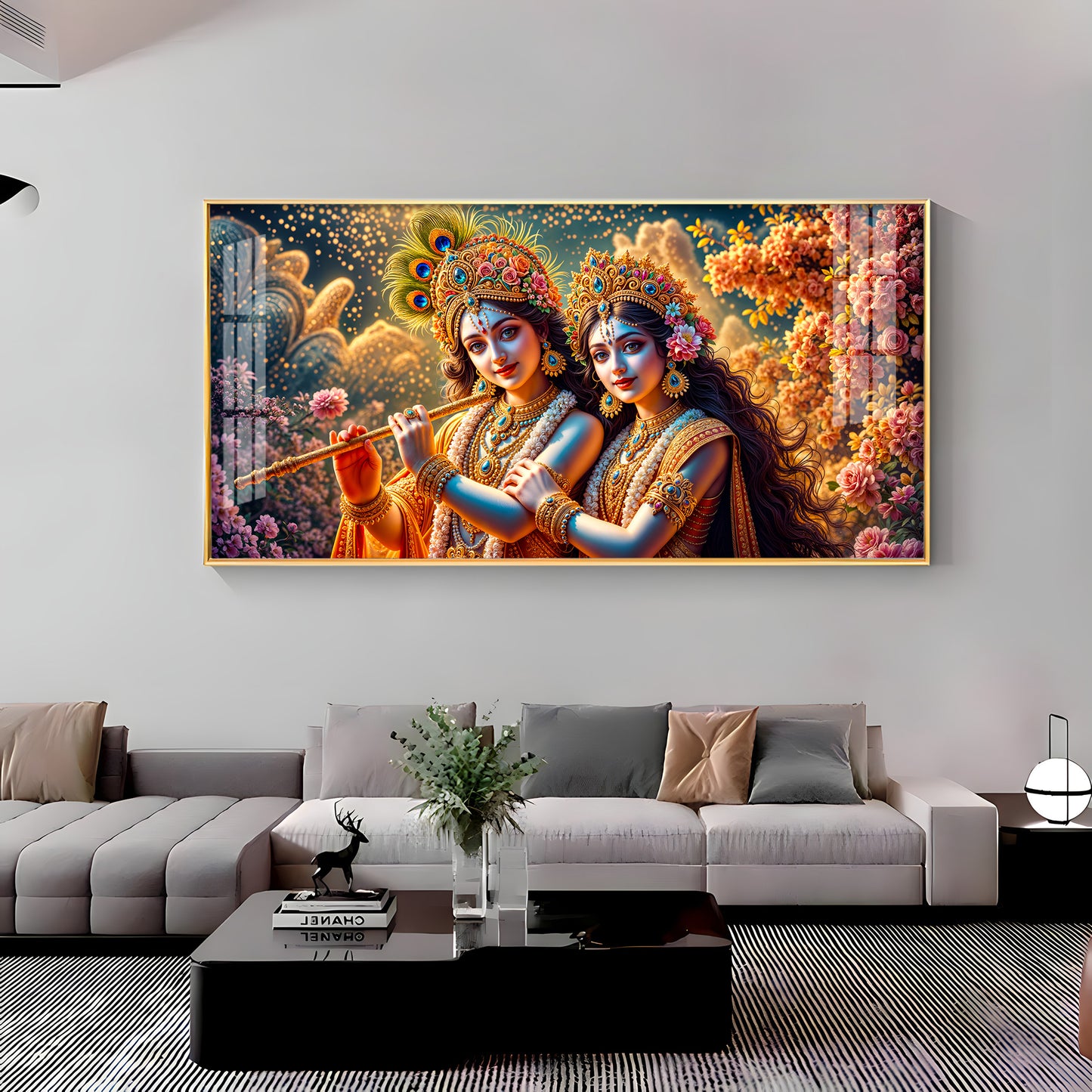 Mystic Radha Krishna Togetherness Premium Acrylic Horizontal Wall Art
