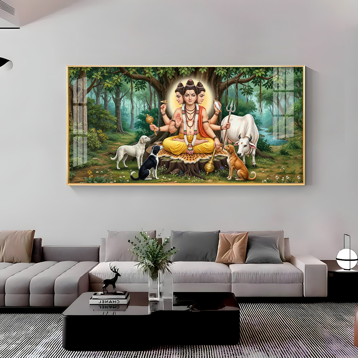 Lord Dattatreya Dattaguru Premium Acrylic Horizontal Wall Art