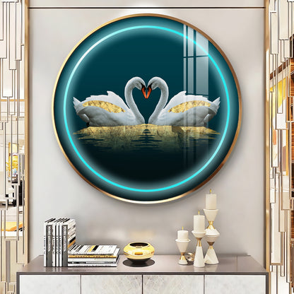 Swan Symphony Premium Acrylic Round Wall Art