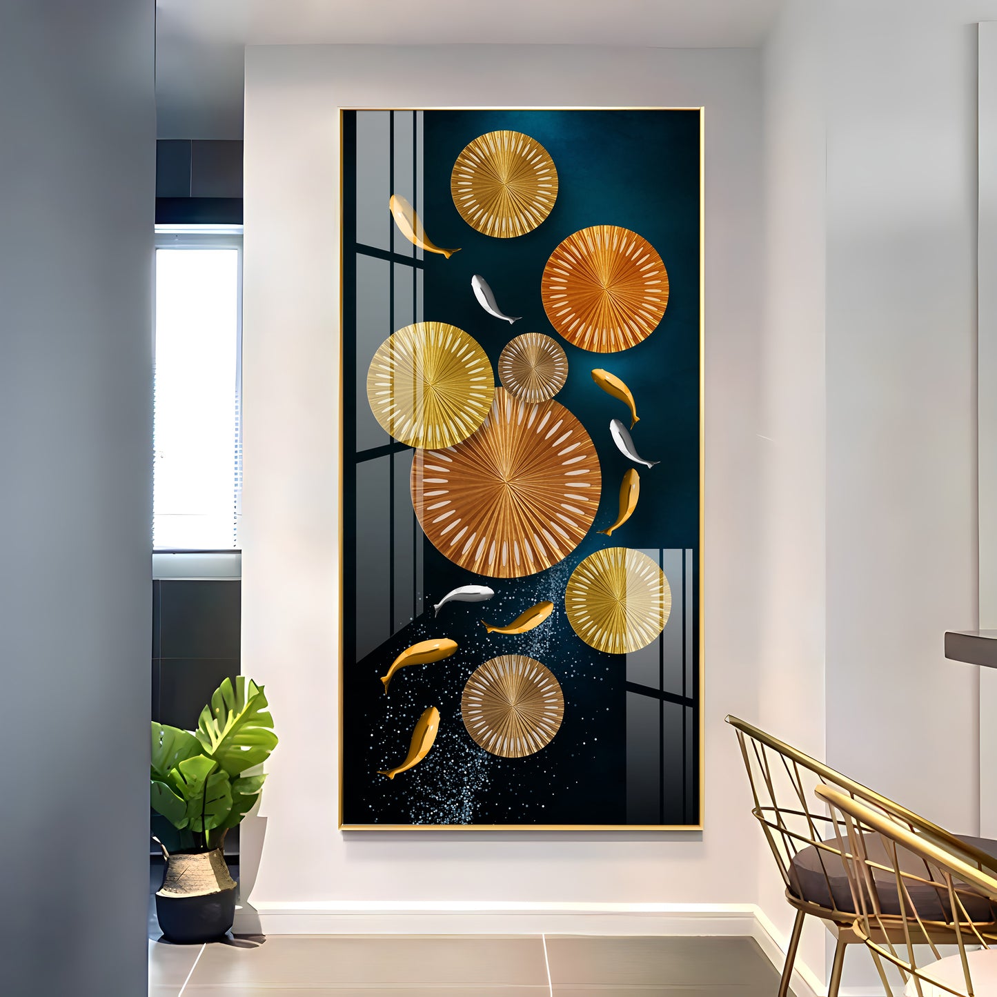 Carp Lotus Pond Premium Acrylic Vertical Wall Art