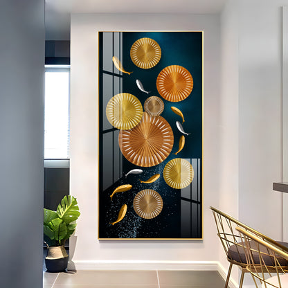 Carp Lotus Pond Premium Acrylic Vertical Wall Art