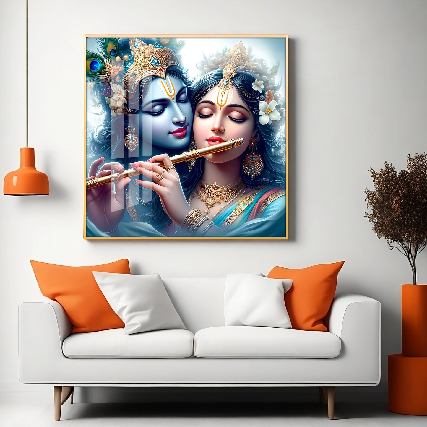 Beautiful Radha Krishna Premium Acrylic Square Wall Art